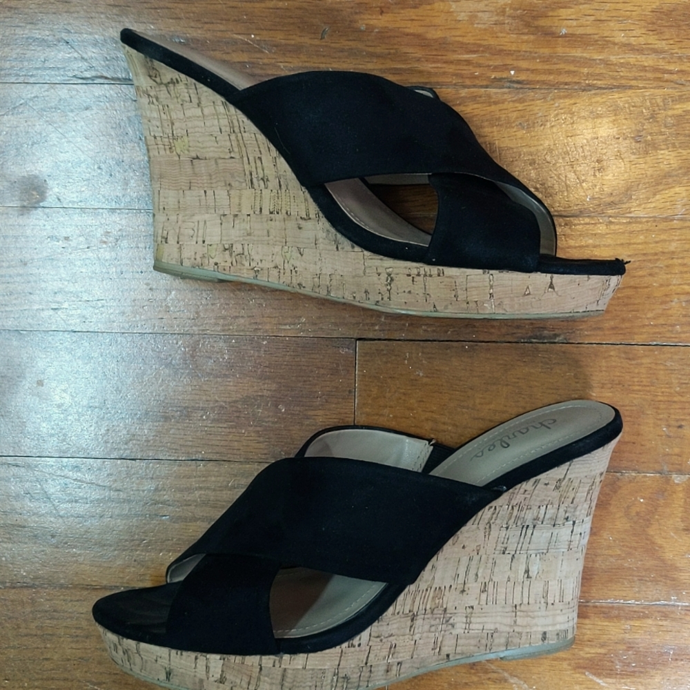 Charles Cork Wedge Peep Toe Shoes